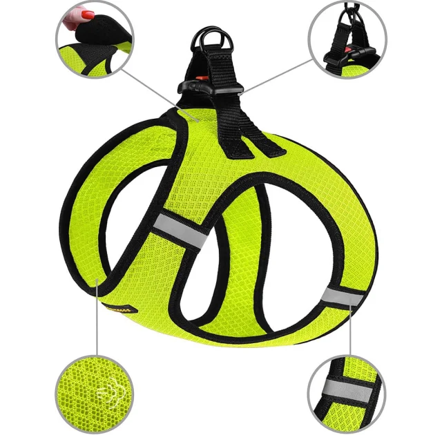 Шлея BronzeDog Mesh Vest для собак, сітчастий нейлон, лимонний, 43-53 см