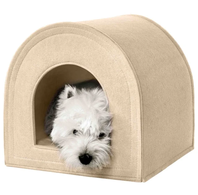 Будиночок BronzeDog для котів і собак, бежевий, 55×55×55 см