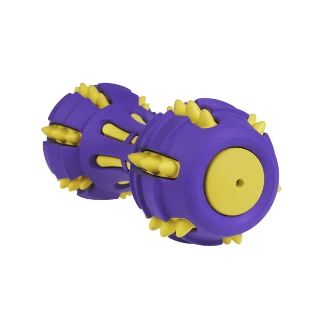 Игрушка BronzeDog Jumble звуковая гантель, для собак, с ароматом ванили, фиолетово-жёлтая, 17.5 см