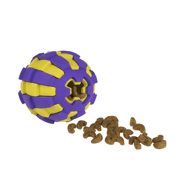 Игрушка BronzeDog Jumble двухслойный мяч, для собак, с ароматом ванили, фиолетово-жёлтый, 6.5 см