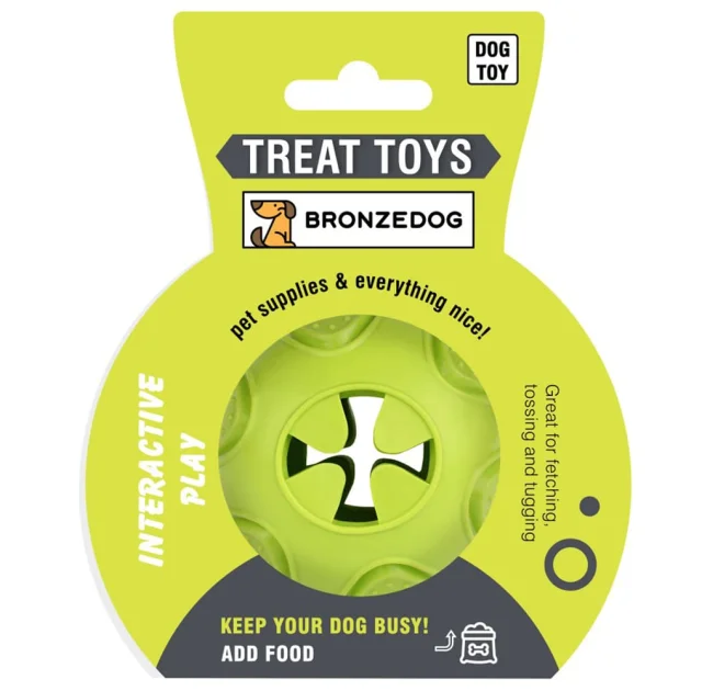 Іграшка-м'яч для собак BronzeDog Smart Ball IQ, мотиваційна, салатовий 7×9 см