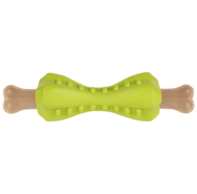 Игрушка-кость для собак BronzeDog Smart, мотивационная, зелёный, 12×5 см