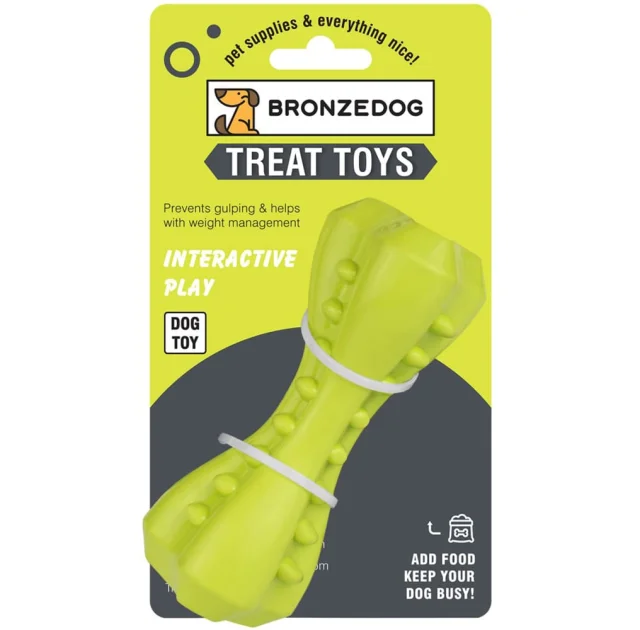 Игрушка-кость для собак BronzeDog Smart, мотивационная, зелёный, 12×5 см