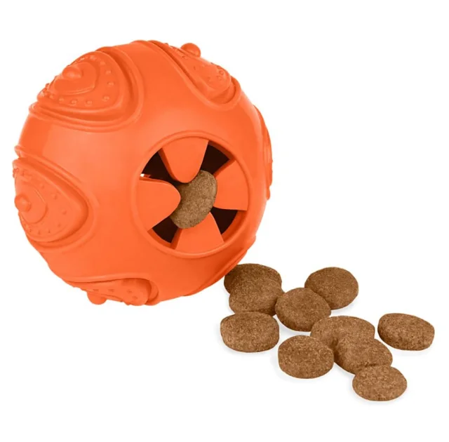 Іграшка-м'яч для собак BronzeDog Smart Ball IQ, мотиваційний, помаранчевий, 7×9 см