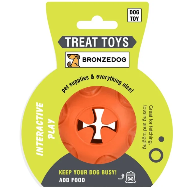 Іграшка-м'яч для собак BronzeDog Smart Ball IQ, мотиваційний, помаранчевий, 7×9 см