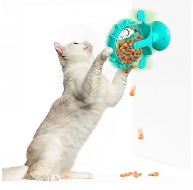 Іграшка-годівниця для котів BronzeDog PetFun, на присосці, ментоловий, 14×17 см