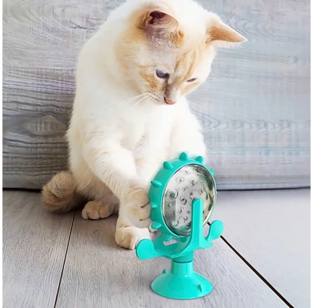 Іграшка-годівниця для котів BronzeDog PetFun, на присосці, ментоловий, 14×17 см