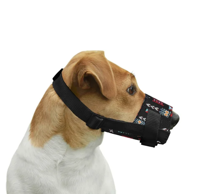 Намордник BronzeDog, для собак, нейлоновый, регулируемый, принт ацтеки,16-19 см
