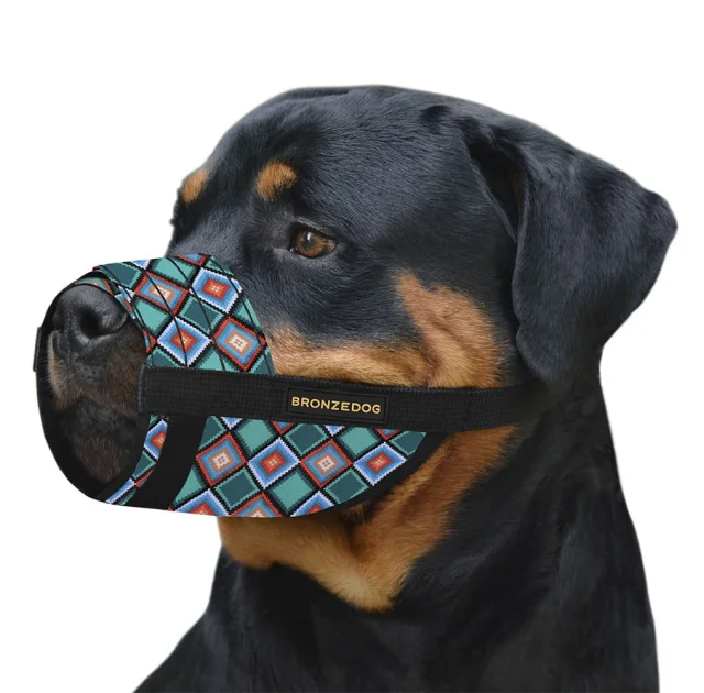 Намордник BronzeDog, для собак, нейлоновый, регулируемый, принт ромбы, 27-33 см