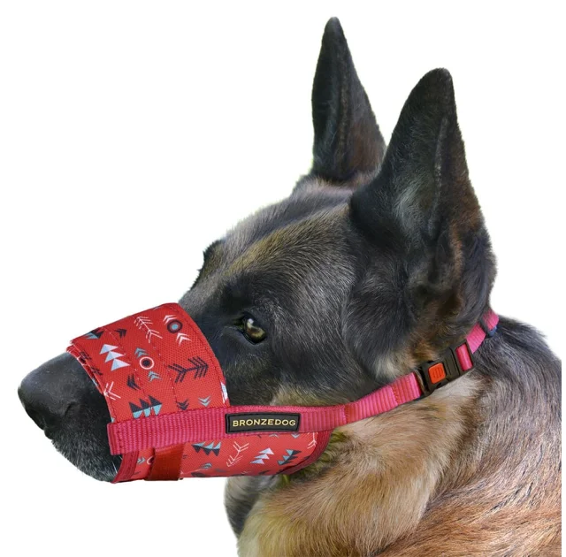 Намордник BronzeDog, для собак, нейлоновый, регулируемый, принт инки, 28-34 см