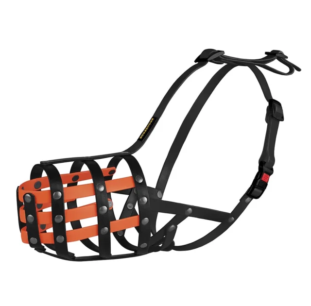 Намордник BronzeDog, для собак, водоотталкивающий, биотановый, чёрно-оранжевый, 32 см