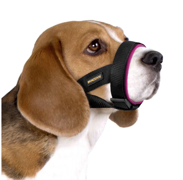 Намордник BronzeDog, для собак, универсальный, неопреновый, розовый, 28-33 см