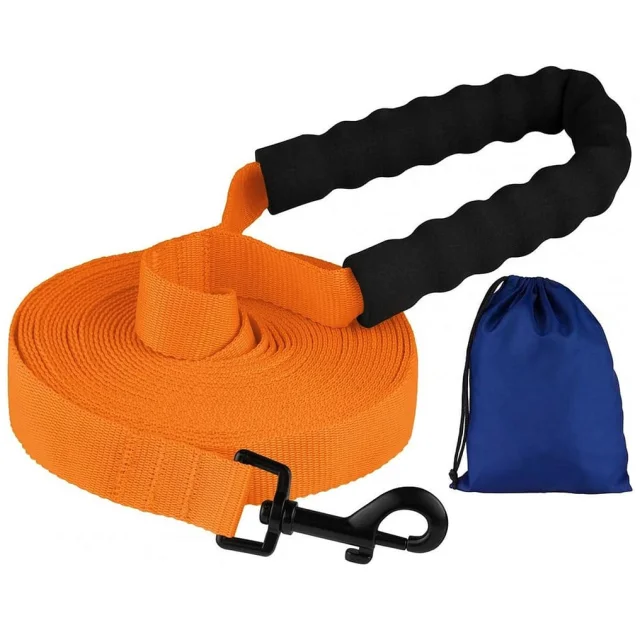 Повідець BronzeDog Active для собак, нейлоновий з м'якою ручкою, помаранчевий, 15 м×2.5 см