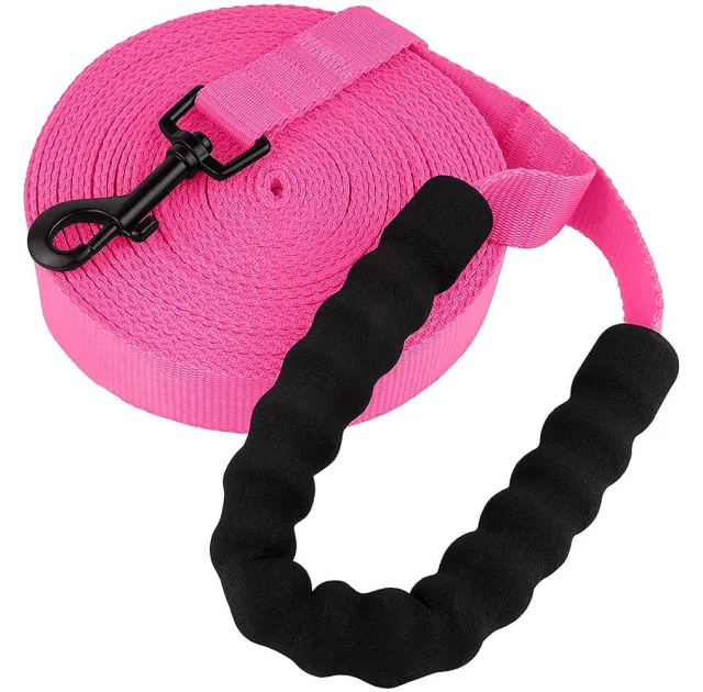 Повідець BronzeDog Active для собак, нейлоновий з м'якою ручкою, рожевий, 9 м×2.5 см