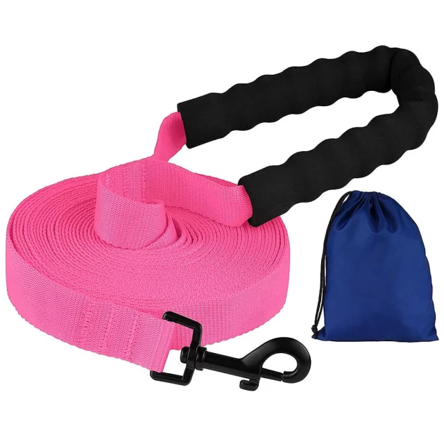 Повідець BronzeDog Active для собак, нейлоновий з м'якою ручкою, рожевий, 9 м×2.5 см