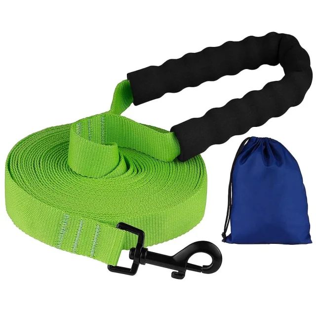 Повідець BronzeDog Active для собак, нейлоновий з м'якою ручкою, салатовий, 6 м×2.5 см