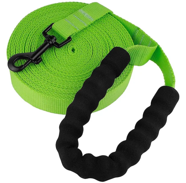 Поводок BronzeDog Active для собак, нейлоновый с мягкой ручкой, салатовый, 9 м×2.5 см
