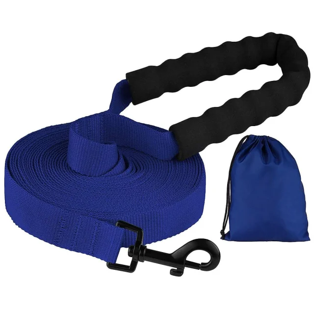 Поводок BronzeDog Active для собак, нейлоновый с мягкой ручкой, синий, 6 м×2.5 см
