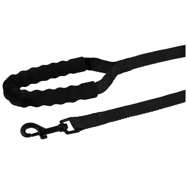 Повідець BronzeDog Active для собак, нейлон, з м'якою ручкою, чорний, 6 м×2.5 см