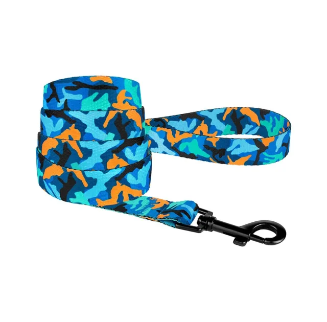 Повідець BronzeDog Camo для собак, нейлон, синій, 152×1.6 см