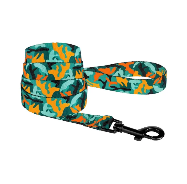 Повідець BronzeDog Camo для собак, нейлон, зелений, 152×2 см
