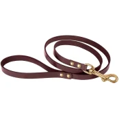 Повідець BronzeDog для собак, шкіряний, лита латунна фурнітура, коричневий, 122×1.6 см