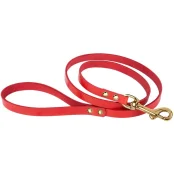 Поводок BronzeDog для собак, кожаный, литая латунная фурнитура, красный, 122×1 см