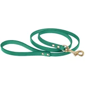 Повідець BronzeDog для собак, шкіряний, лита латунна фурнітура, ментоловий, 122×1.2 см
