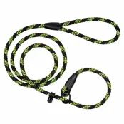 Ошейник-полуудавка BronzeDog Active для собак, светоотражающий, чёрно-салатовый, 183×1.2 см