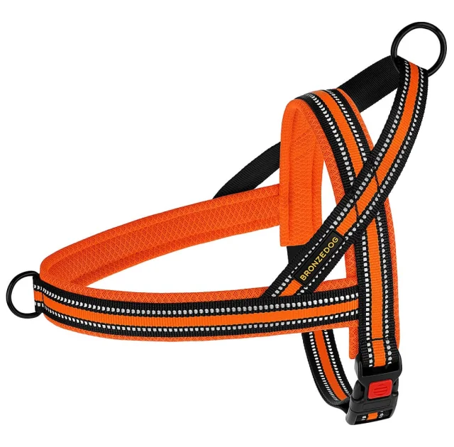 Шлея BronzeDog Mesh Скандинавська для собак, помаранчевий, 68-82 см