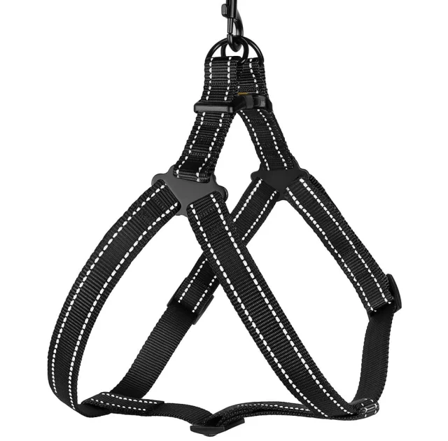 Шлея BronzeDog Active для собак, светоотражающий нейлон, чёрный, 40-53 см