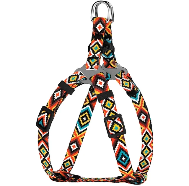 Шлея BronzeDog Tribal для собак, нейлон, принт гуцульський, помаранчевий, 28-40 см