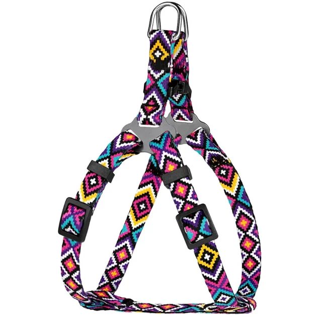 Шлея BronzeDog Tribal для собак, нейлон, принт гуцульський, фіолетовий, 28-40 см