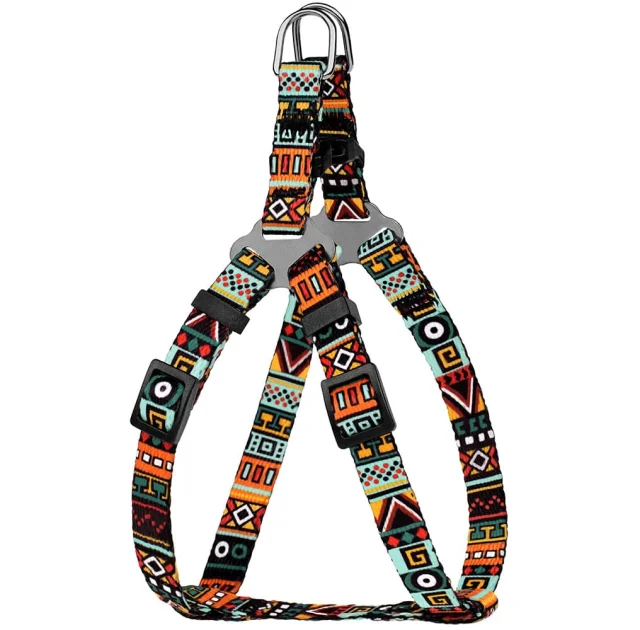 Шлея BronzeDog Tribal для собак, нейлон, принт етнічний, ментоловий, 28-40 см