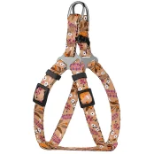 Шлея BronzeDog Tribal для собак, нейлон, принт квіти, бежевий, 28-40 см