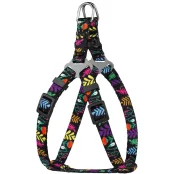 Шлея BronzeDog Tribal для собак, нейлон, принт квіти, чорний, 40-53 см