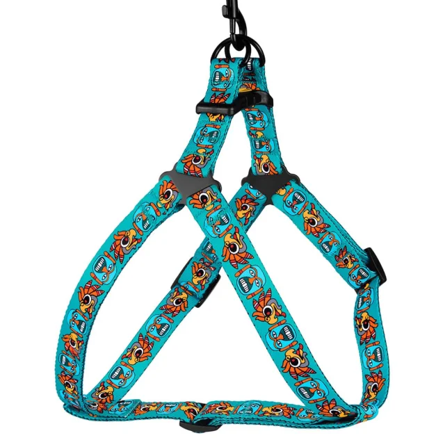 Шлея BronzeDog Tribal для собак, нейлон, принт маска, ментоловий, 40-53 см