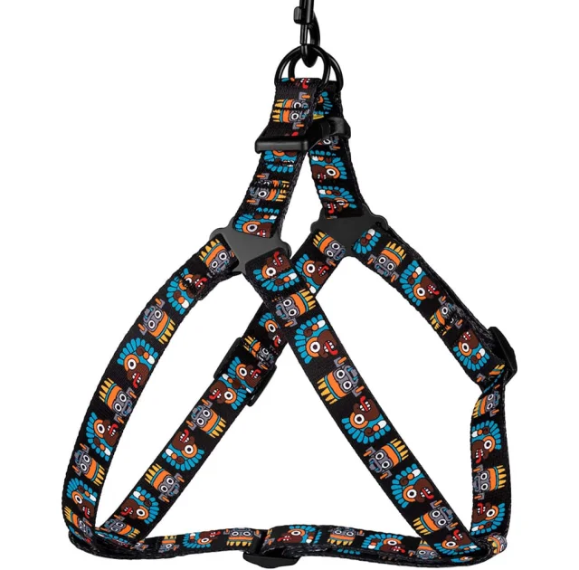 Шлея BronzeDog Tribal для собак, нейлон, принт маска, чёрный, 57-73 см