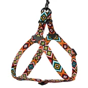 Шлея BronzeDog Tribal для собак, нейлон, принт гуцульський, помаранчевий, 45-60 см