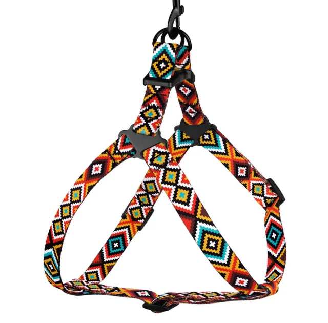 Шлея BronzeDog Tribal для собак, нейлон, принт гуцульський, помаранчевий, 45-60 см