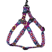 Шлея BronzeDog Tribal для собак, нейлон, принт гуцульський, фіолетовий, 40-53 см