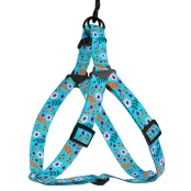 Шлея BronzeDog Tribal для собак, нейлон, принт квіти, ментоловий, 57-73 см