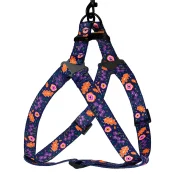 Шлея BronzeDog Tribal для собак, нейлон, принт квіти, синій, 57-73 см