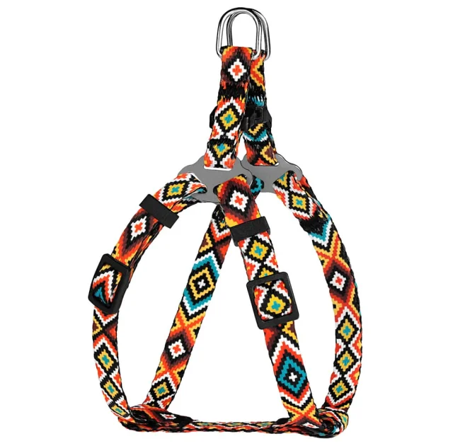 Шлея BronzeDog Urban для собак, нейлон, принт гуцульський, помаранчевий, 24-30 см