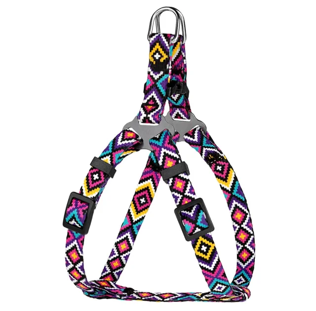 Шлея BronzeDog Urban для собак, нейлон, принт гуцульський, фіолетовий, 24-30 см