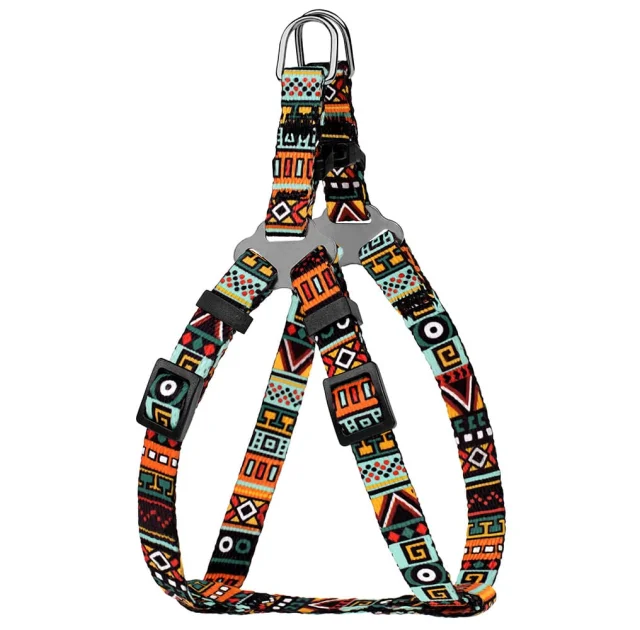 Шлея BronzeDog Urban для собак, нейлон, принт етнічний, ментоловий, 24-30 см