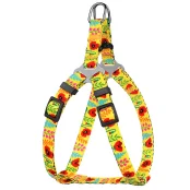 Шлея BronzeDog Urban для собак, нейлон, принт квіти, жовтий, 24-30 см