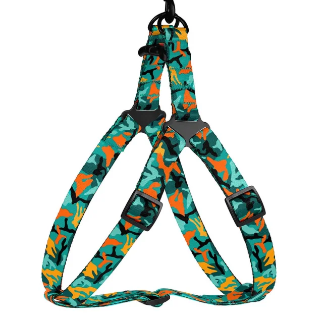 Шлея BronzeDog Camo для собак, нейлон, зелений, 40-53 см