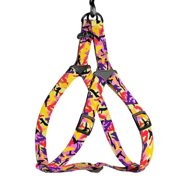 Шлея BronzeDog Camo для собак, нейлон, помаранчевий, 40-53 см