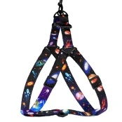 Шлея BronzeDog для собак, нейлон, принт космос, чорний, 40-53 см